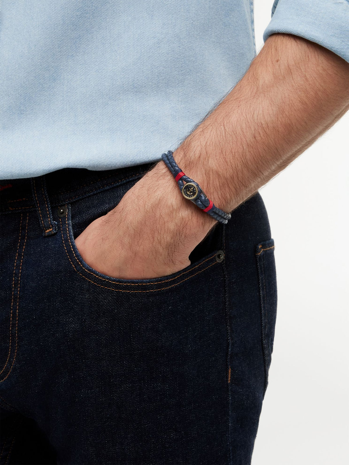 Tommy Hilfiger Nautical Braided Leather Bracelet