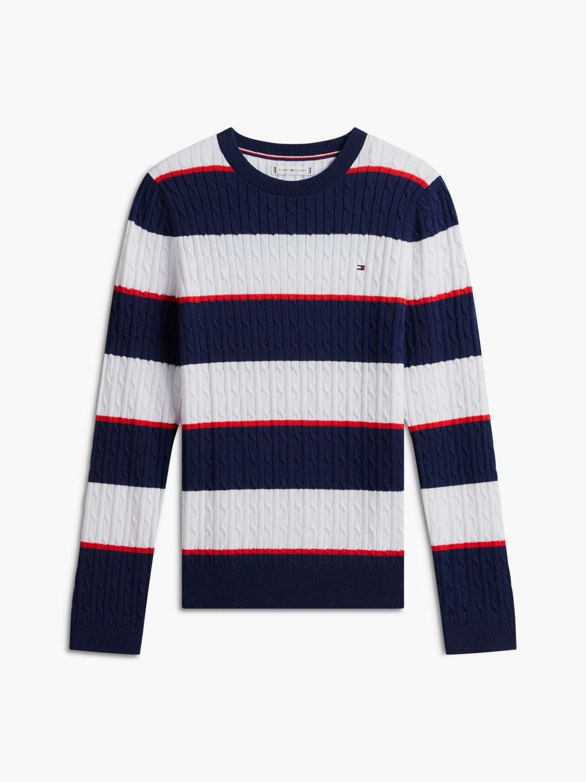 Tommy Hilfiger Rugby Stripe Cable Knit Sweater