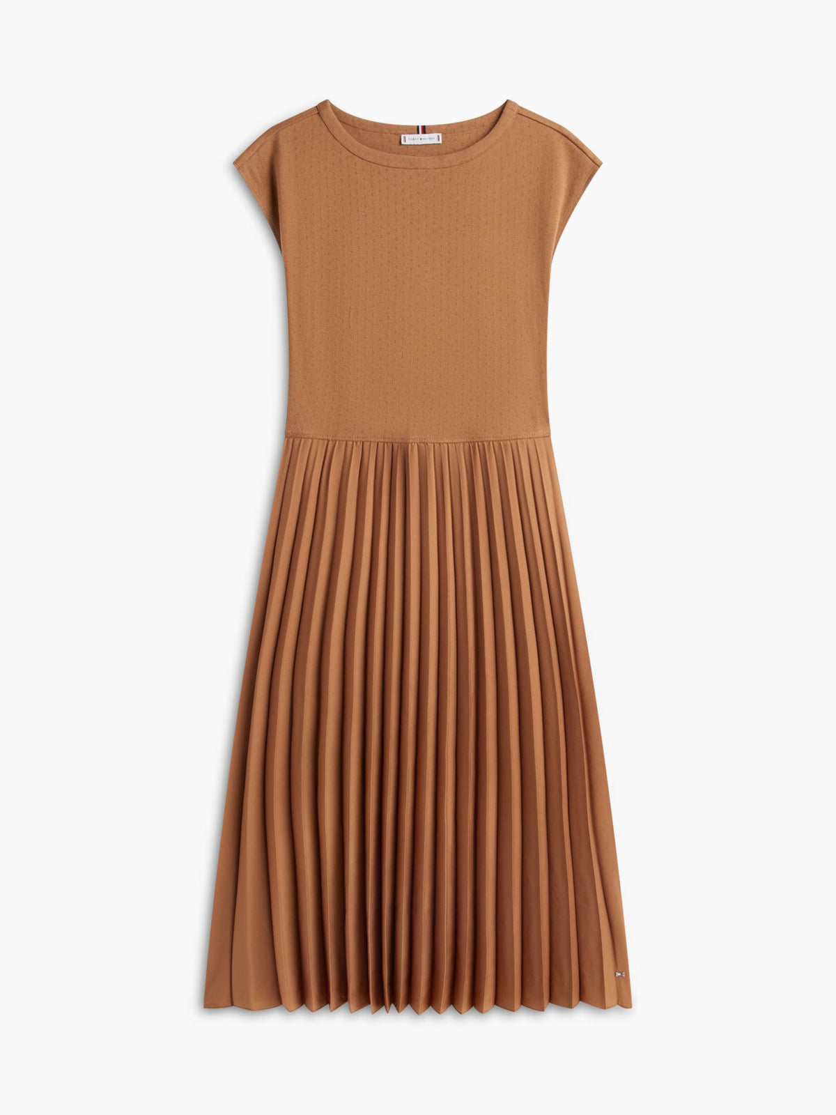 Tommy Hilfiger Mixed-Media Pleated Midi Dress
