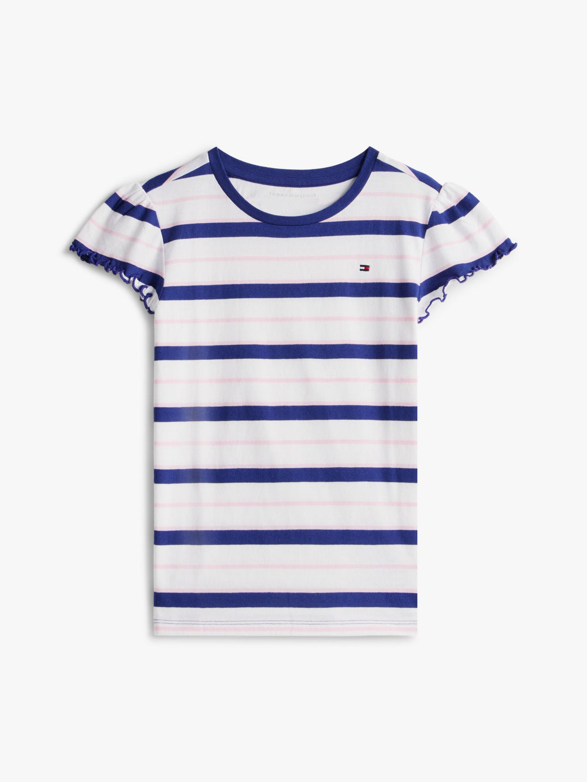 Tommy Hilfiger Kids' Stripe Lettuce-Trim Sleeve T-Shirt