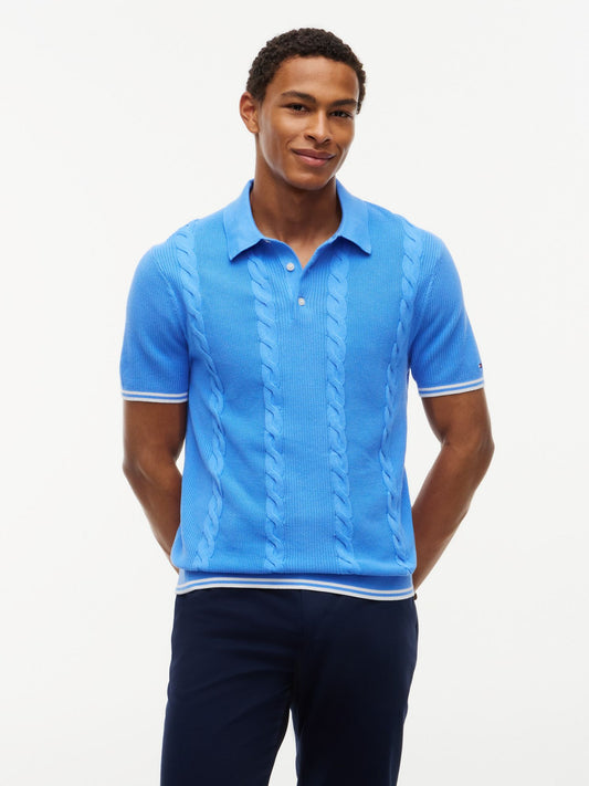 Tommy Hilfiger Short-Sleeve Cable Knit Sweater Polo