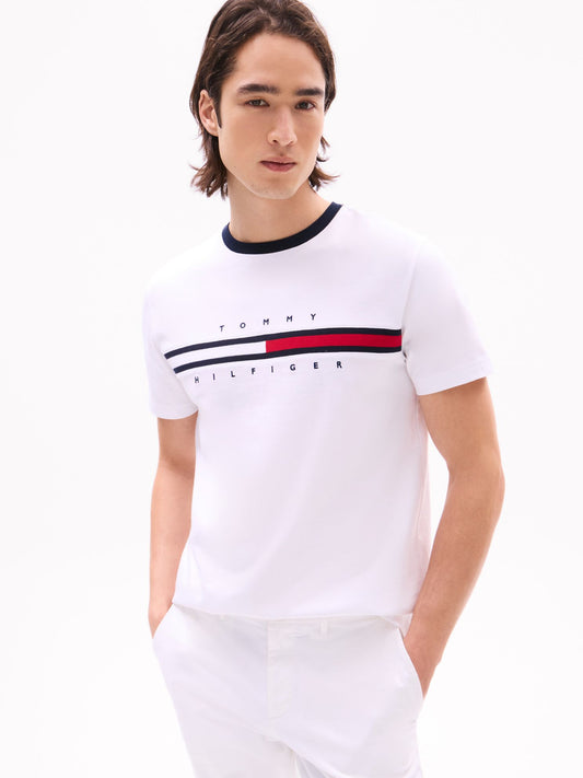 Tommy Hilfiger Embroidered Flag Stripe Logo T-Shirt
