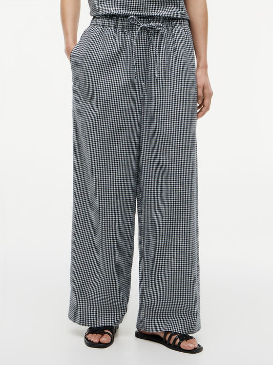 Tommy Hilfiger Gingham Linen-Blend Pull-On Pant