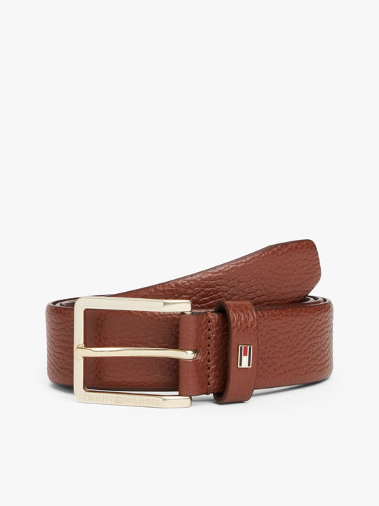 Tommy Hilfiger Square-Buckle Pebbled Leather Belt
