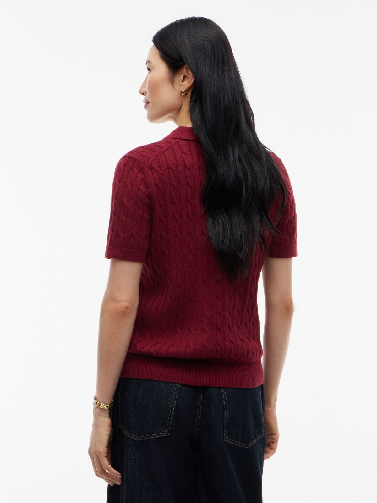 Tommy Hilfiger Short-Sleeve Cable Knit Sweater Polo