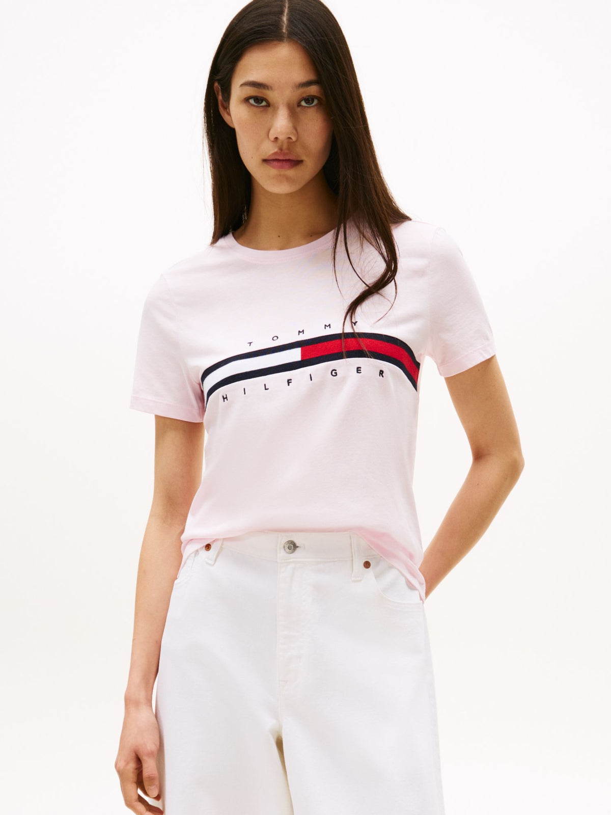 Tommy Hilfiger Embroidered Flag Stripe Logo T-Shirt