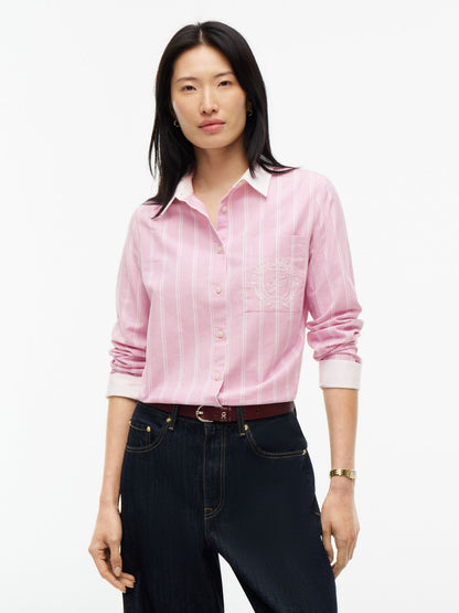Tommy Hilfiger Embroidered Crest Striped Oxford Shirt