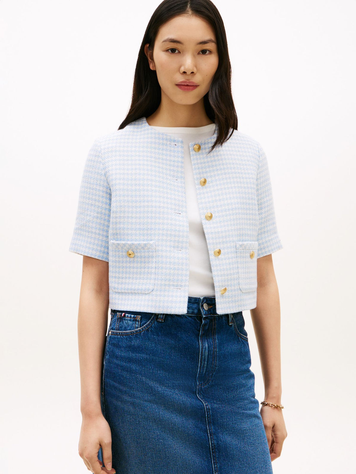 Tommy Hilfiger Short-Sleeve Tweed Lady Jacket