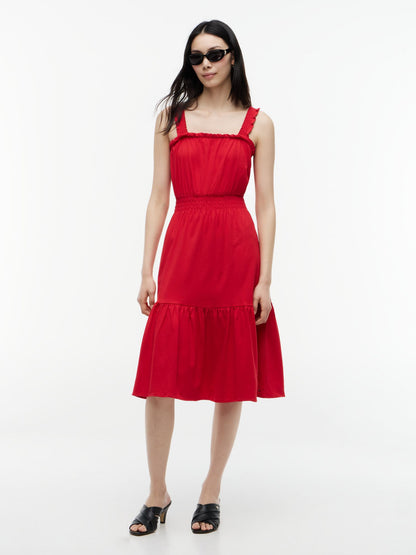 Tommy Hilfiger Ruffle-Trim Shirred Jersey Midi Dress