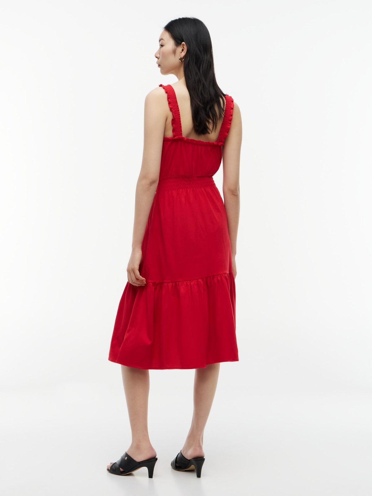 Tommy Hilfiger Ruffle-Trim Shirred Jersey Midi Dress