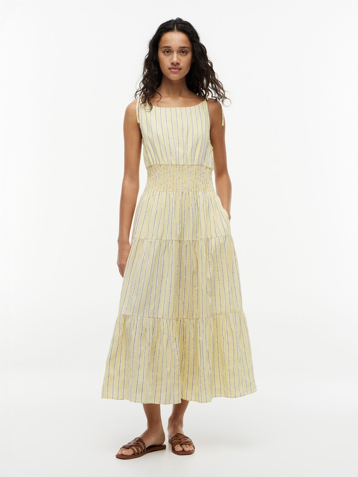 Tommy Hilfiger Tiered Seersucker Midi Dress