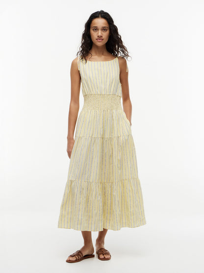 Tommy Hilfiger Tiered Seersucker Midi Dress