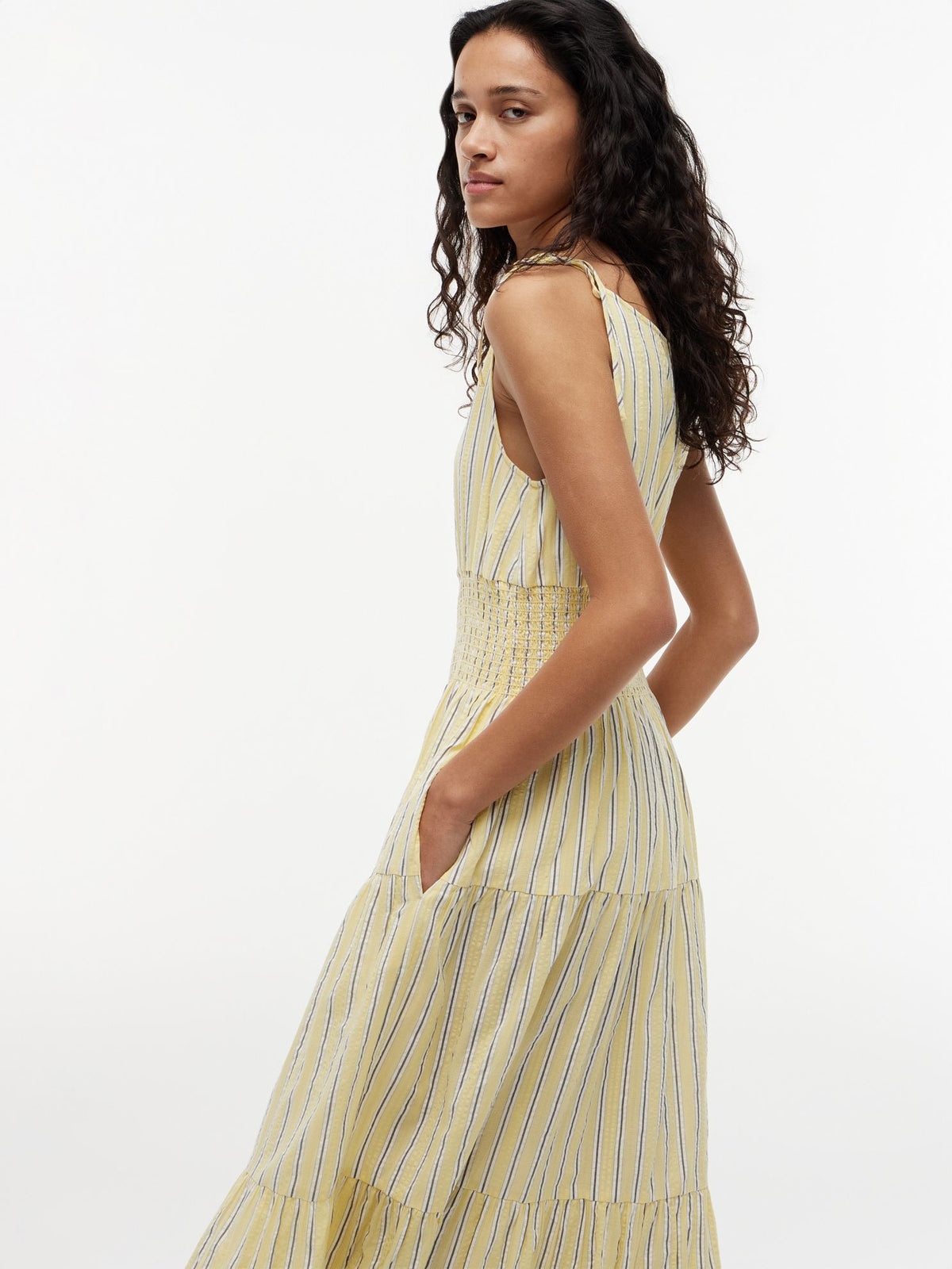 Tommy Hilfiger Tiered Seersucker Midi Dress