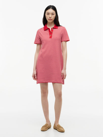Tommy Hilfiger Gold-Button Striped Interlock Polo Dress