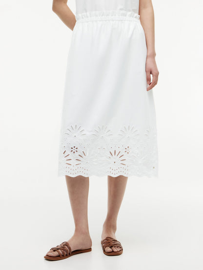 Tommy Hilfiger Embroidered Eyelet Poplin Midi Skirt