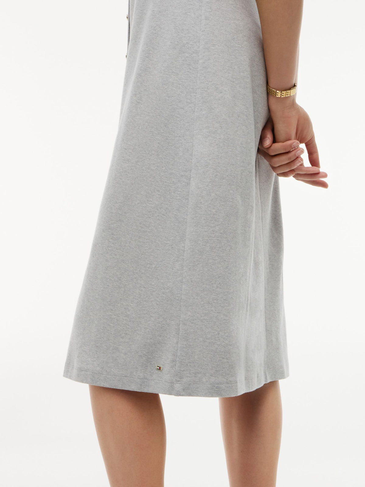 Tommy Hilfiger Gold-Button Interlock Midi Dress
