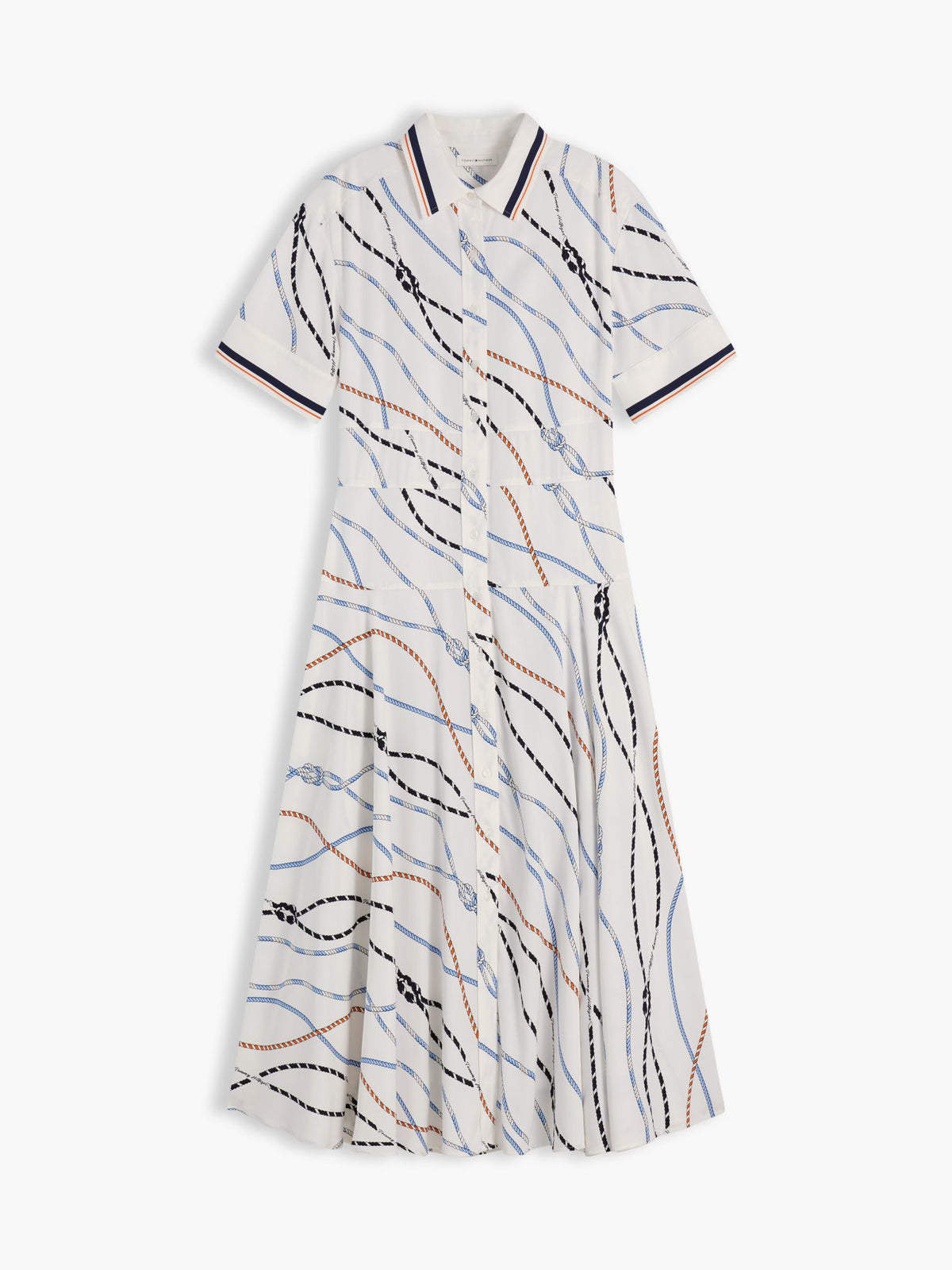 Tommy Hilfiger Rope Print Fluid Twill Midi Shirtdress