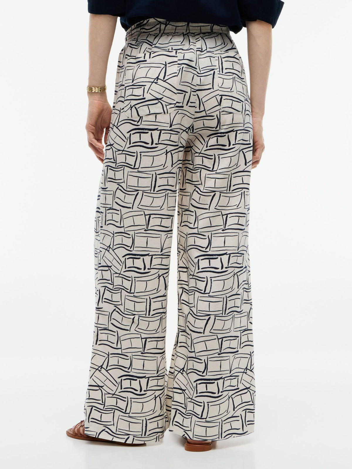 Tommy Hilfiger Allover Flag Linen-Blend Pull-On Pant
