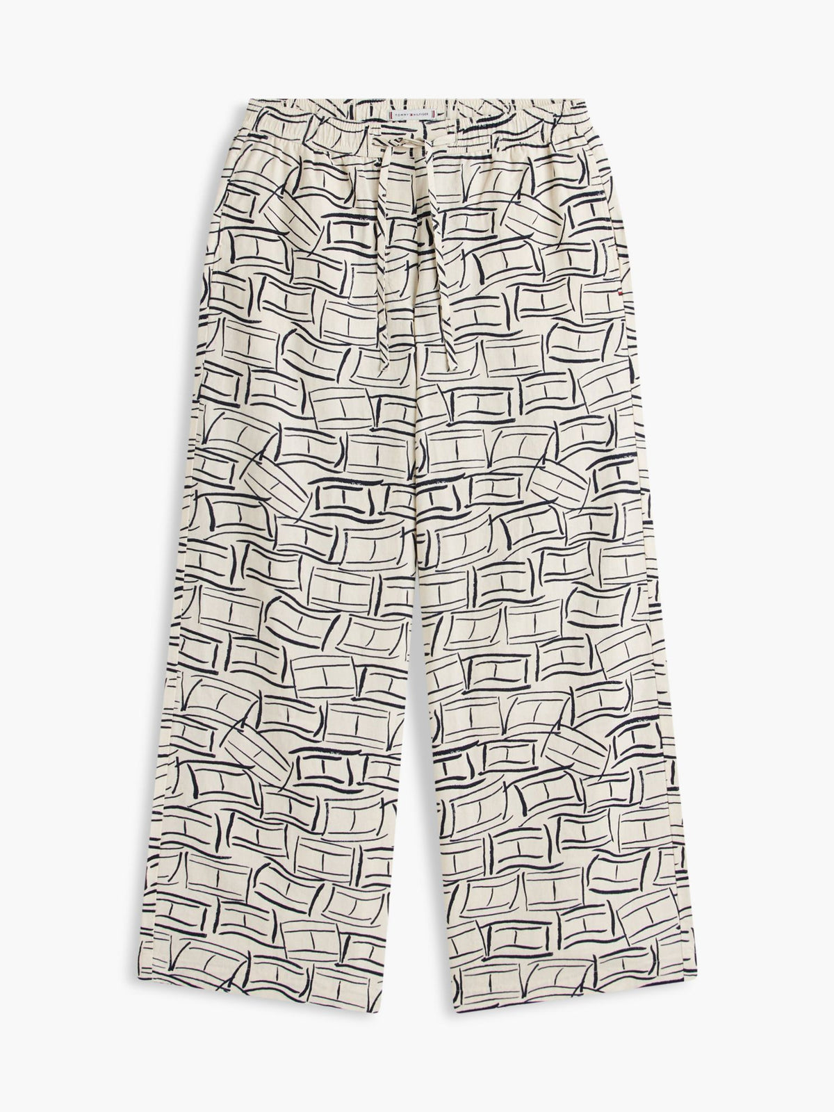Tommy Hilfiger Allover Flag Linen-Blend Pull-On Pant