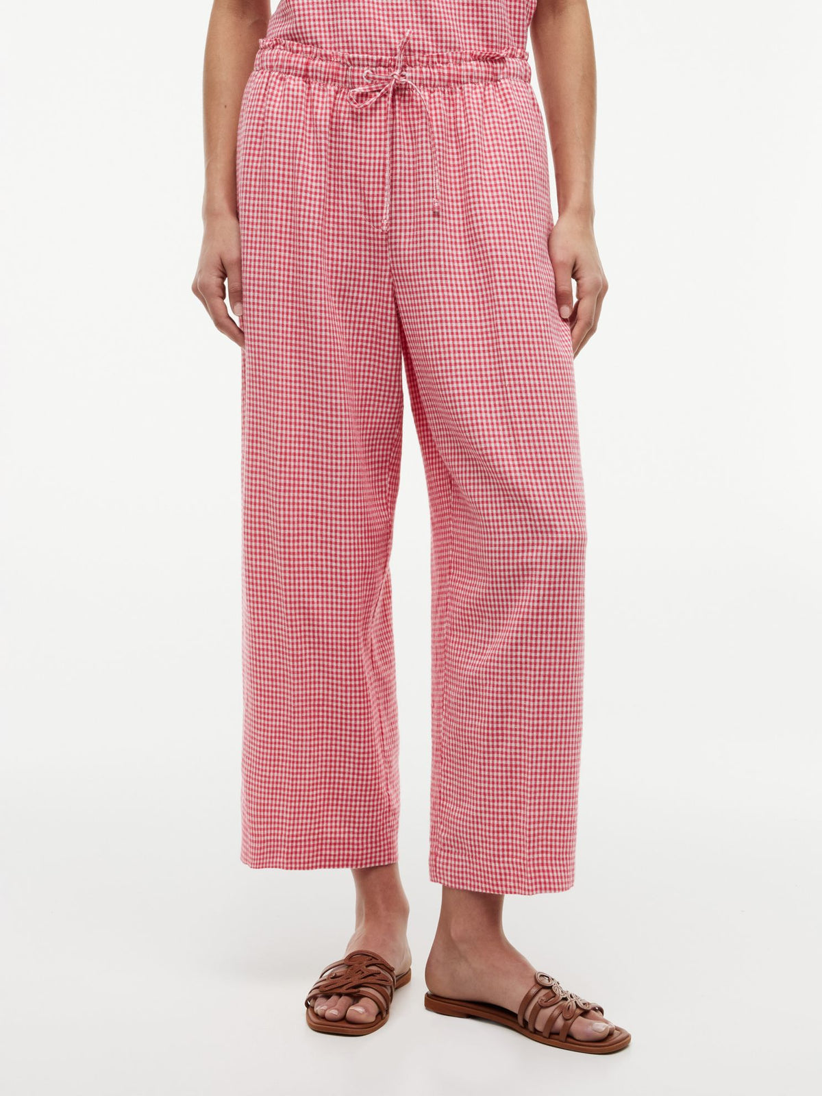 Tommy Hilfiger Gingham Linen-Blend Pull-On Pant