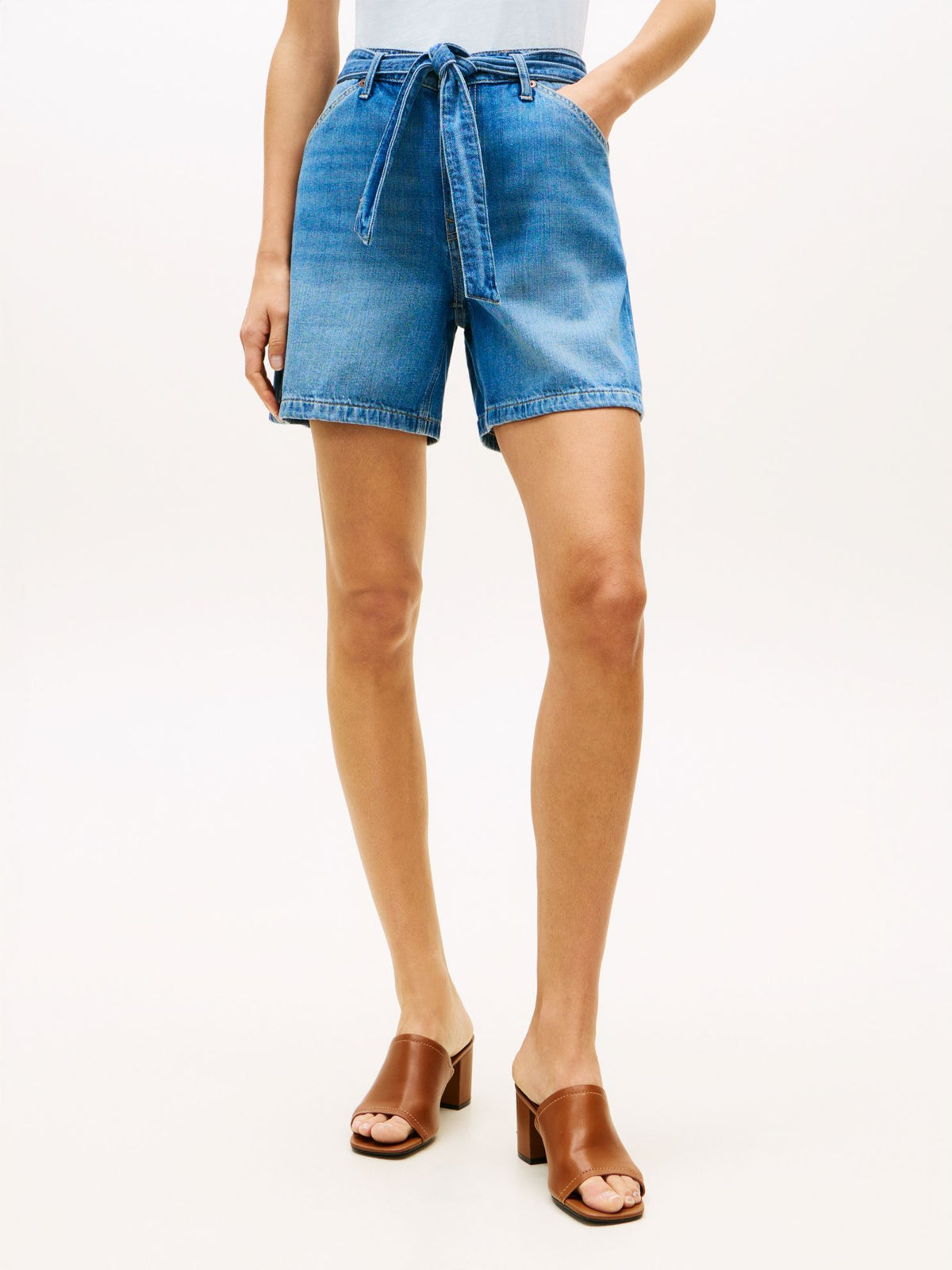 Tommy Hilfiger Belted High-Rise Denim Short