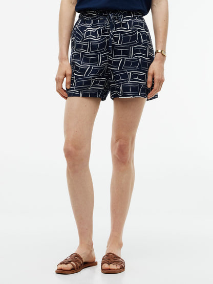 Tommy Hilfiger Allover Flag Linen-Blend Pull-On Short
