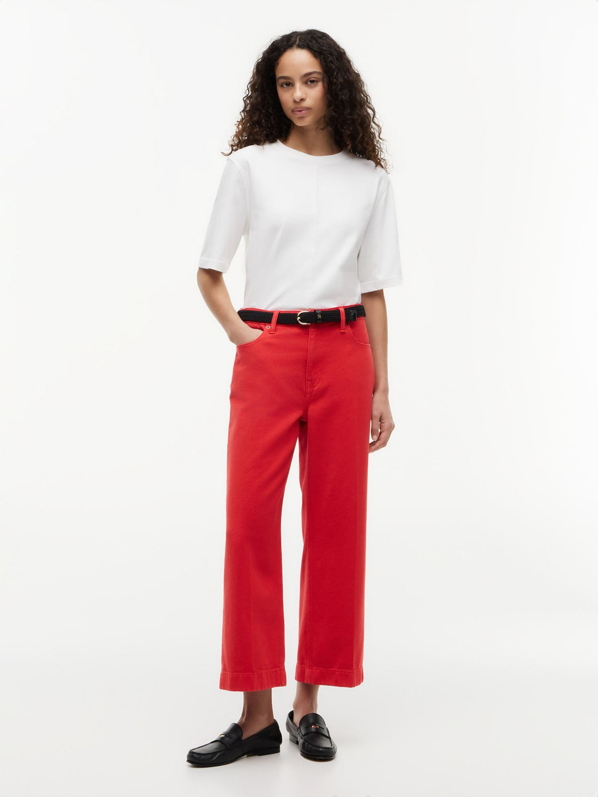 Tommy Hilfiger High-Rise Cropped Wide Leg Jean