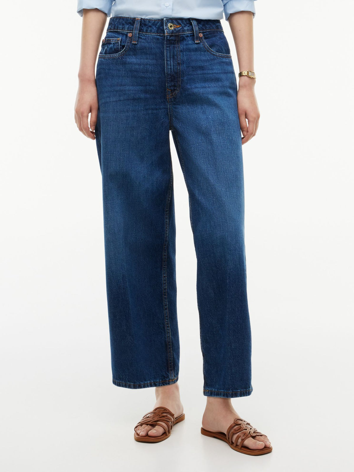 Tommy Hilfiger High-Rise Cropped Wide Leg Jean