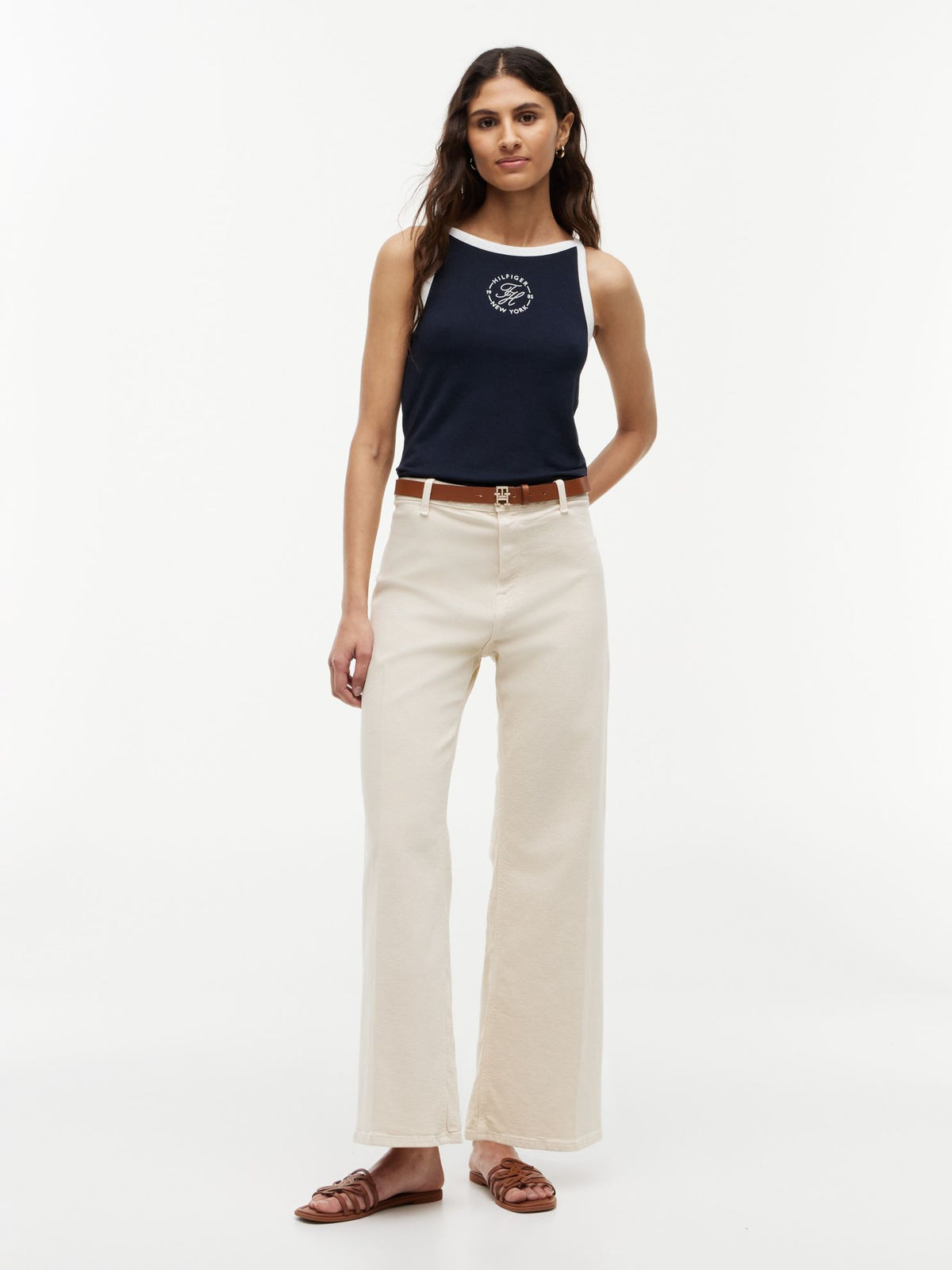 Tommy Hilfiger Stretch High-Rise Cropped Wide Leg Jean