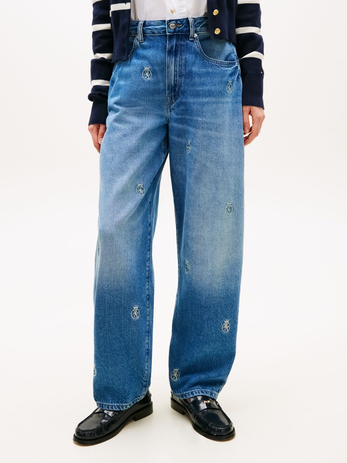 Tommy Hilfiger Allover Crest Mid-Rise Barrel Jean