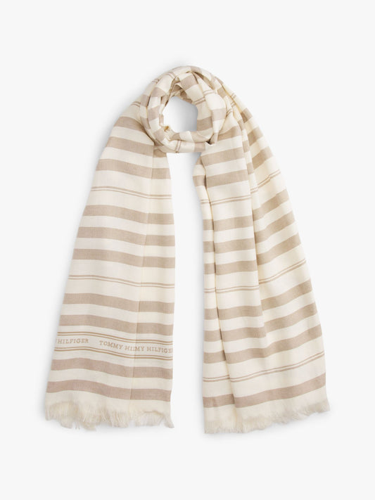 Tommy Hilfiger Stripe Cotton-Linen Blend Scarf