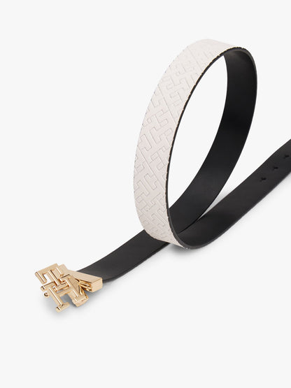Tommy Hilfiger Monogram Buckle Reversible Leather Belt