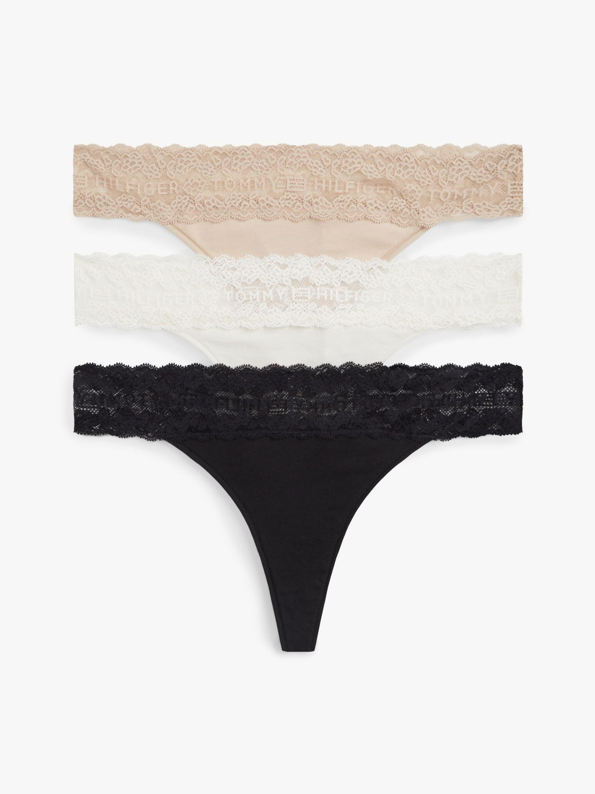 Tommy Hilfiger Lace-Trim Thong 3-Pack