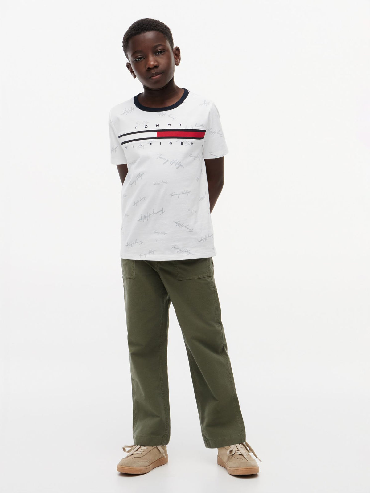 Tommy Hilfiger Kids' Signature Flag Stripe Logo T-Shirt