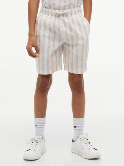Tommy Hilfiger Kids' Relaxed Striped Linen-Blend Short