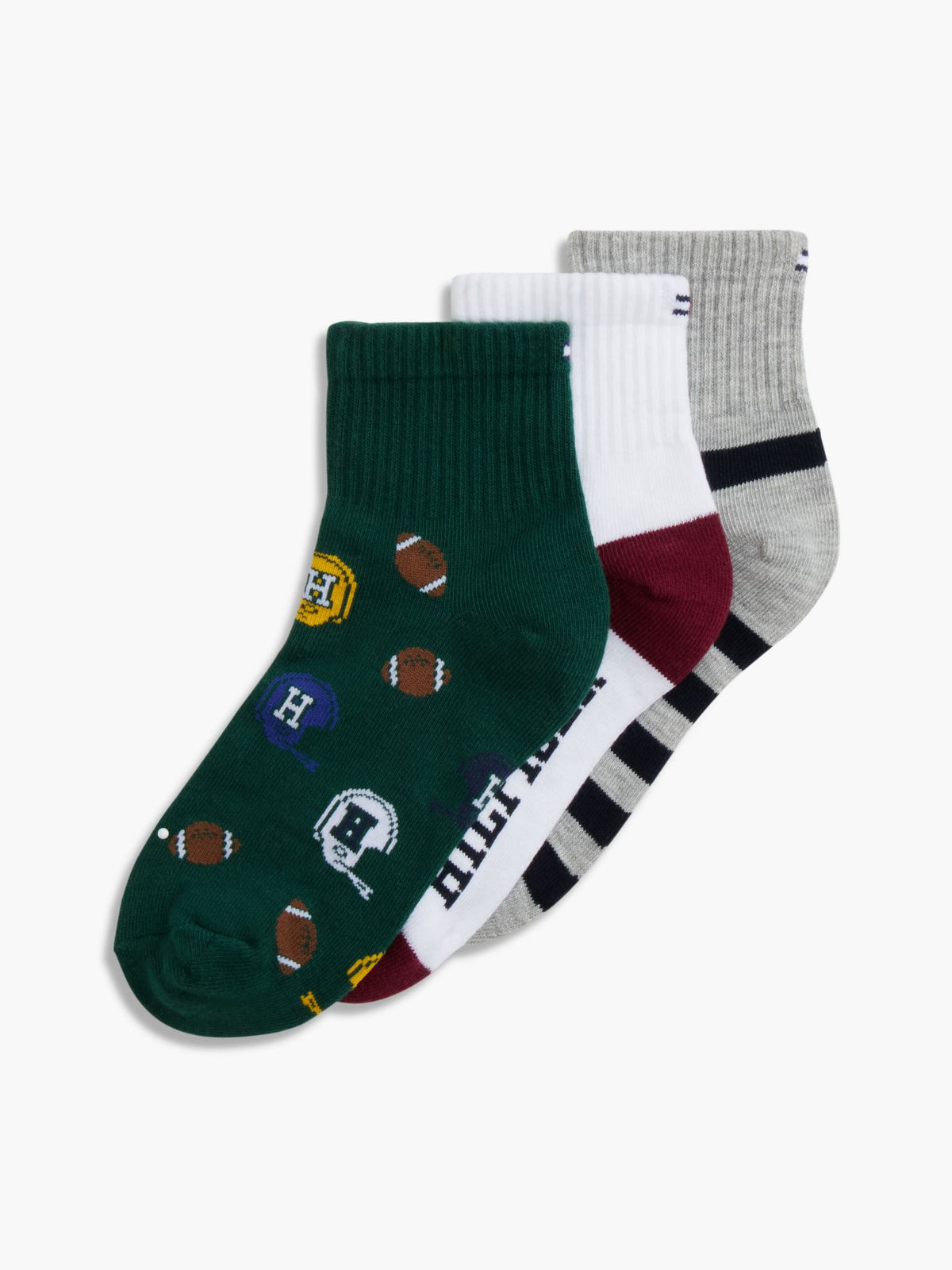 Tommy Hilfiger Kids' Football Quarter-Top Sock 3-Pack