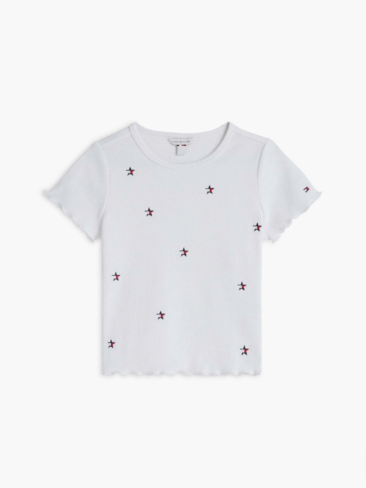 Tommy Hilfiger Kids' Star Logo Ribbed Lettuce-Trim Top