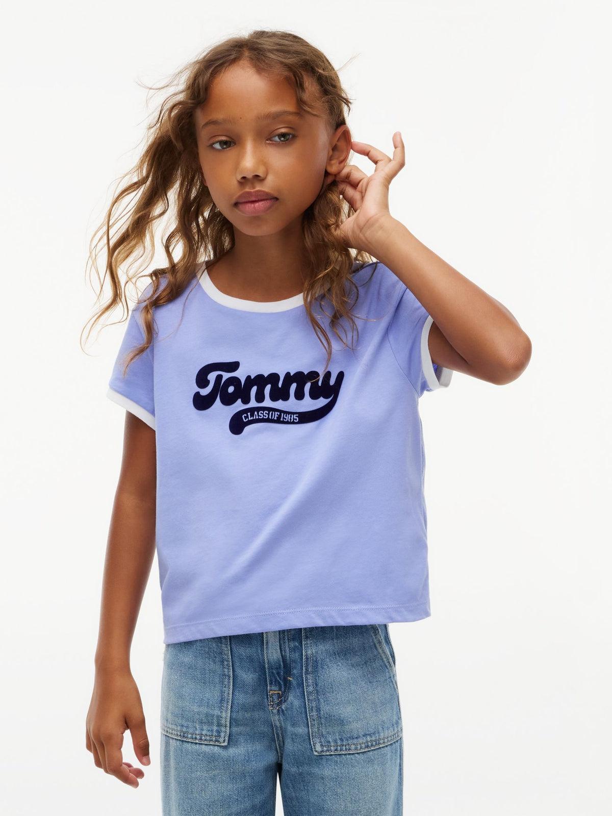Tommy Hilfiger Kids' Flocked Tommy Logo Ringer T-Shirt