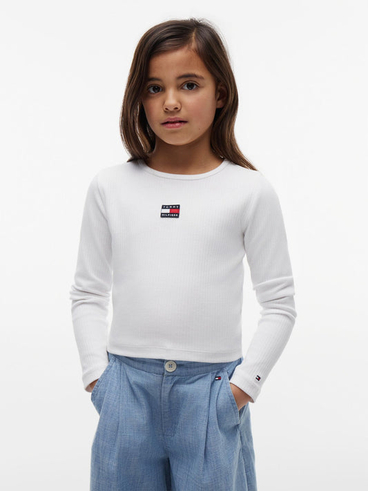 Tommy Hilfiger Kids' Long-Sleeve Badge Ribbed T-Shirt
