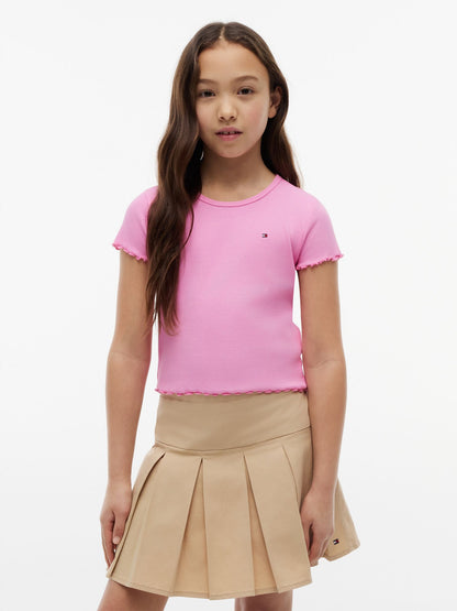 Tommy Hilfiger Kids' Lettuce-Trim Ribbed Top