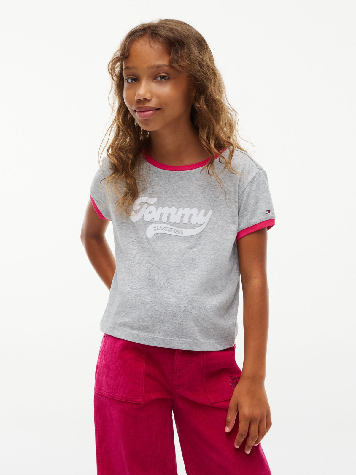 Tommy Hilfiger Kids' Flocked Tommy Logo Ringer T-Shirt