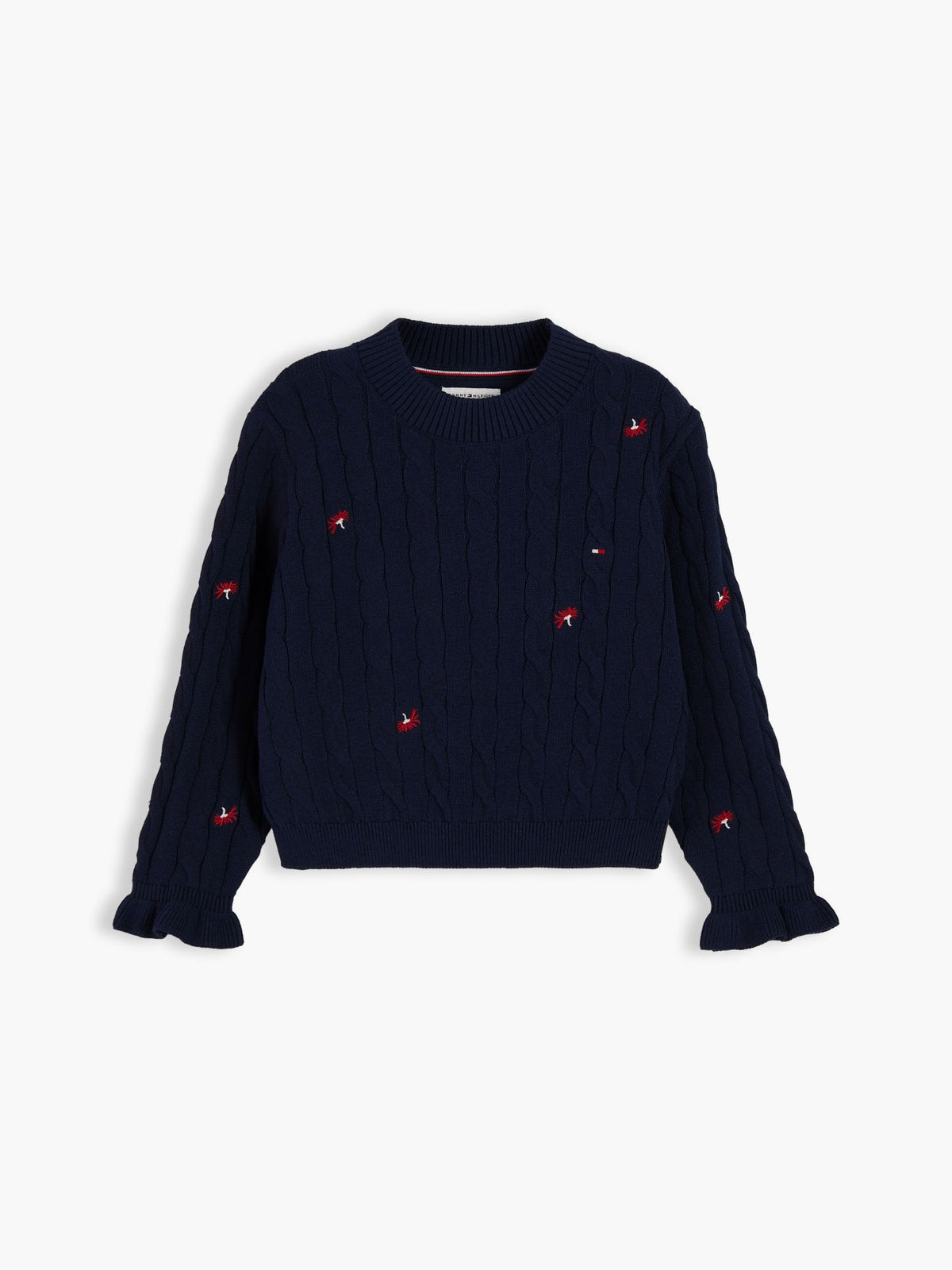 Tommy Hilfiger Kids' Flower Motif Cable Knit Sweater
