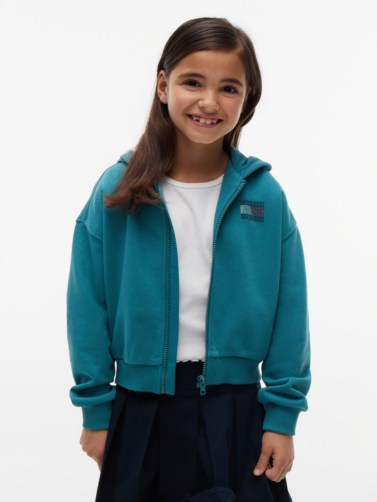 Tommy Hilfiger Kids' Tommy Rhinestone Flag Zip Hoodie