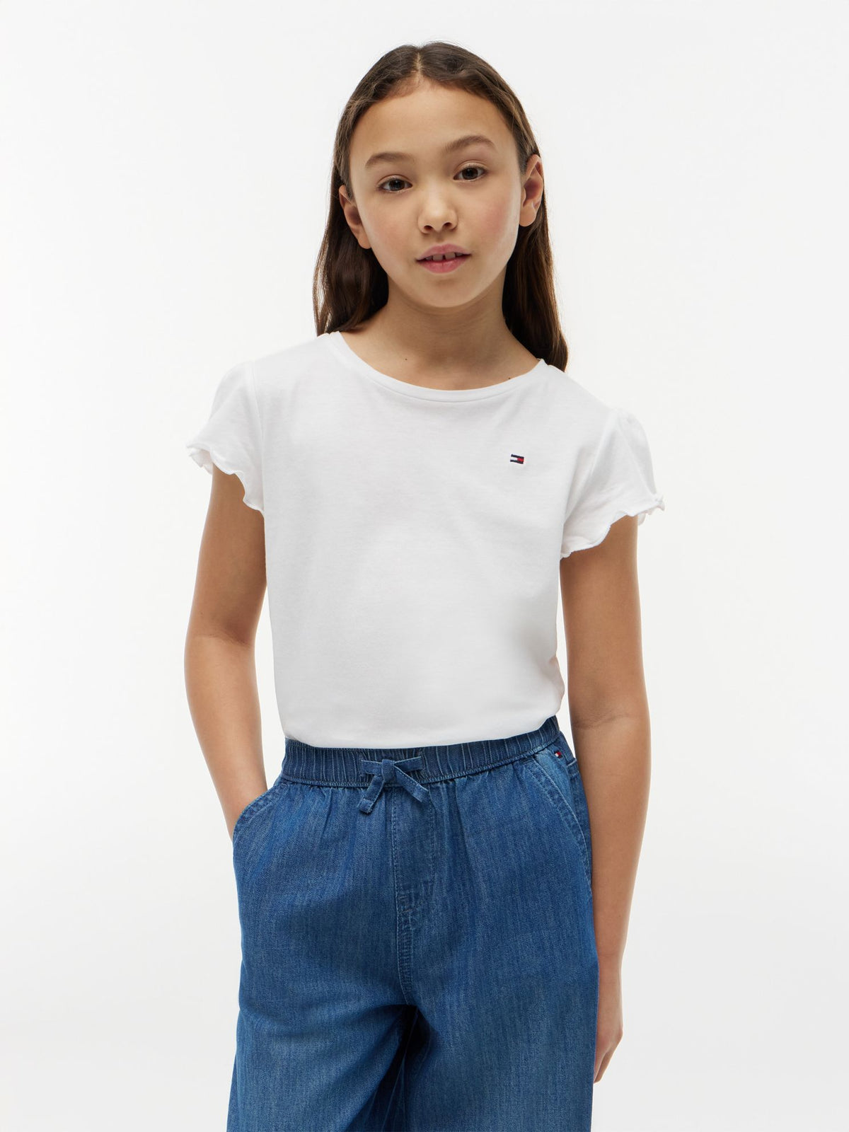 Tommy Hilfiger Kids' Lettuce-Trim Sleeve T-Shirt