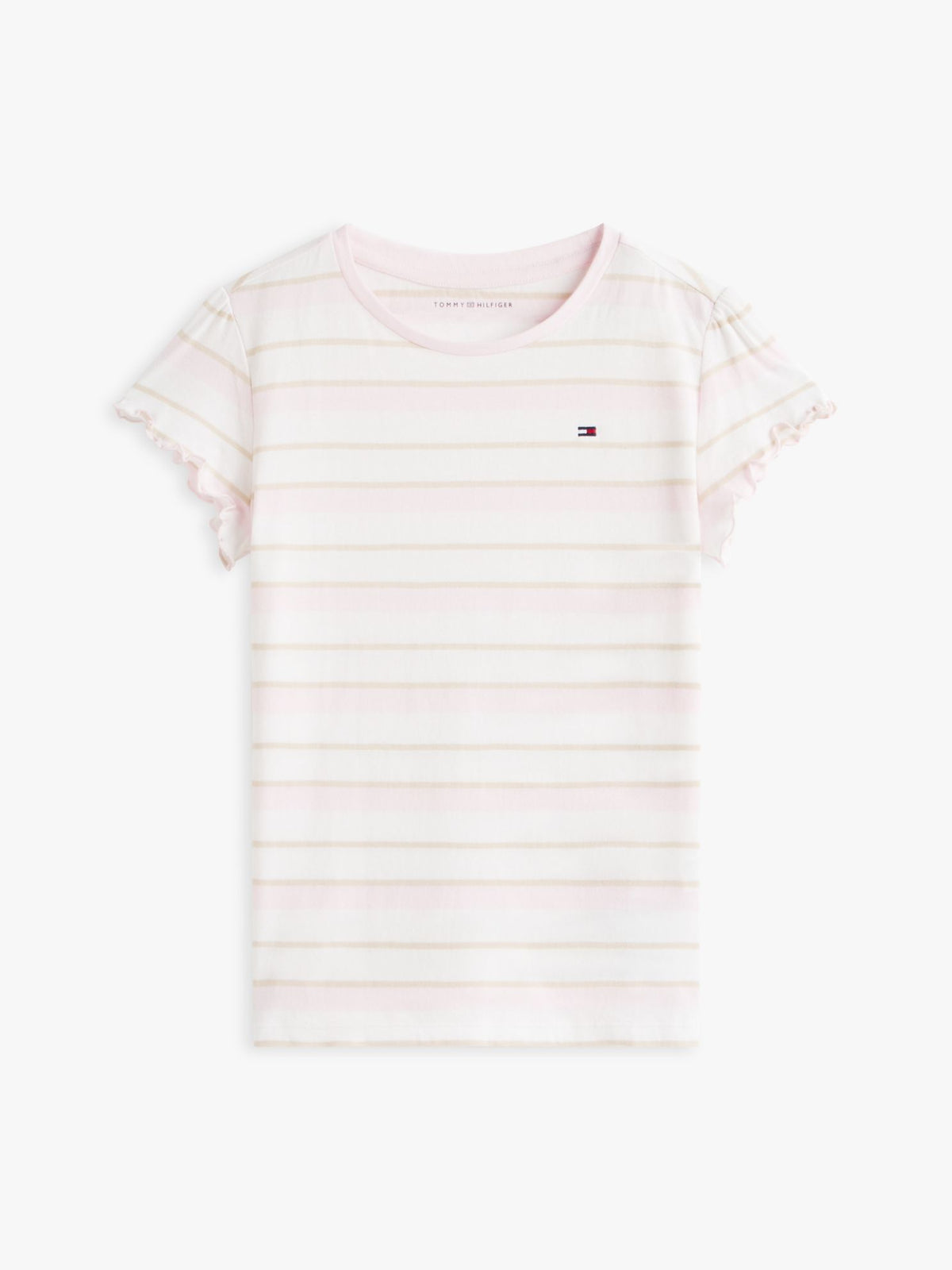 Tommy Hilfiger Kids' Stripe Lettuce-Trim Sleeve T-Shirt