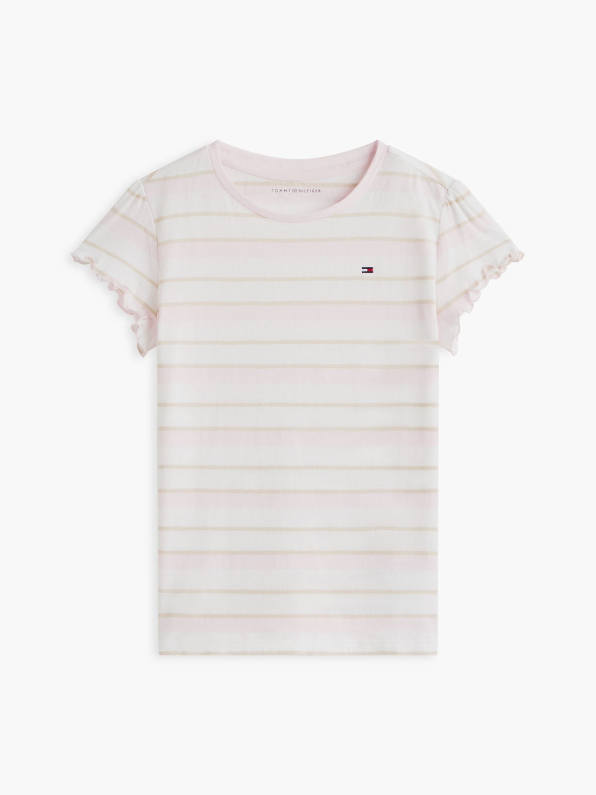 Tommy Hilfiger Kids' Stripe Lettuce-Trim Sleeve T-Shirt