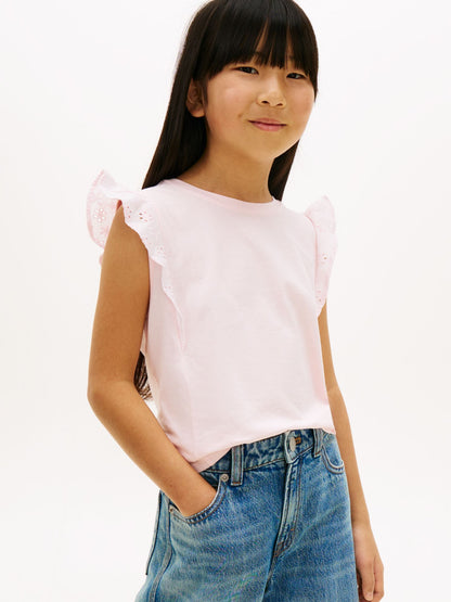 Tommy Hilfiger Kids' Embroidered Eyelet Flutter T-Shirt