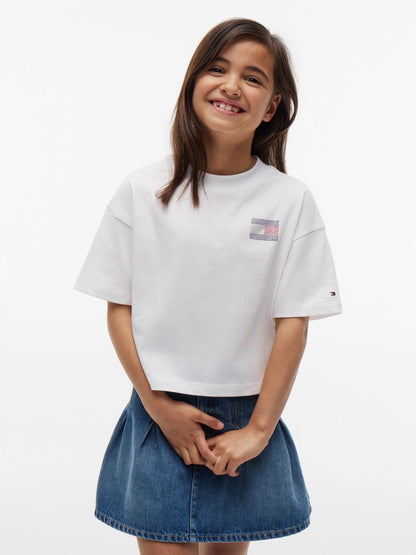Tommy Hilfiger Kids' Tommy Logo Rhinestone Flag T-Shirt