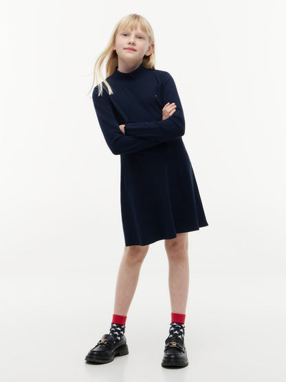 Tommy Hilfiger Kids' Stretchy Mockneck Skater Dress