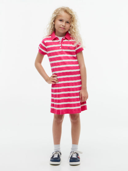 Tommy Hilfiger Kids' Stripe Cable Knit Polo Dress